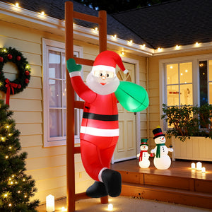 Christmas Inflatable Santa Climbing Ladder 2.45m | LED Illuminated Outdoor Decoration