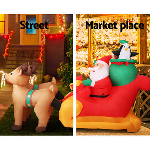 Christmas Inflatable Santa Sleigh | 2.2M | Illuminated Decorations