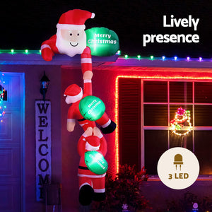 Inflatable Climbing Santa 2.5m | LED Light-Up Xmas Decoration