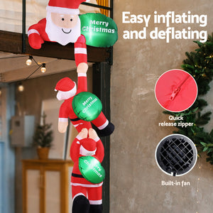 Inflatable Climbing Santa 2.5m | LED Light-Up Xmas Decoration