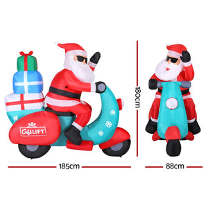 Christmas Inflatable Santa Motorbike | LED Illuminated Decorations | | Festive Yard Decor