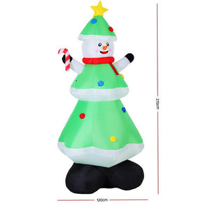 Inflatable Snowman with Tree 2.75m | LED Light-Up Christmas Decoration