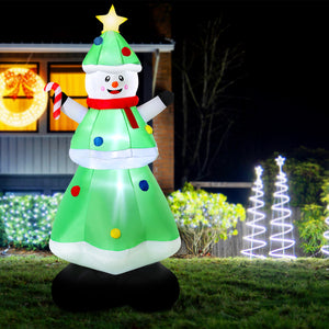 Inflatable Snowman with Tree 2.75m | LED Light-Up Christmas Decoration