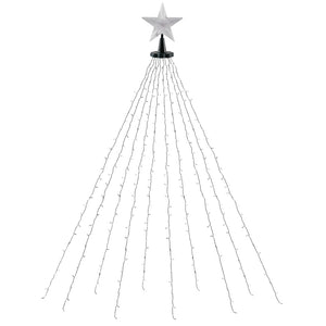 Christmas Lights Waterfall 2.5m | 300 LED String Lights with Star Topper | Indoor & Outdoor Xmas Decoration