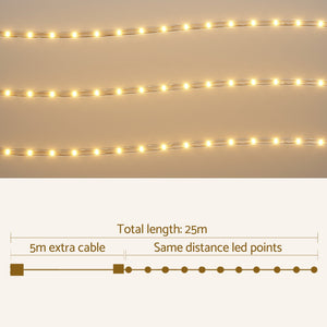 Jingle Jollys 20M Christmas Lights String Rope Light Decorations 600 LED Warm