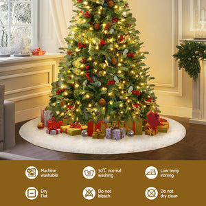 Christmas Tree Skirt 120cm | Plush Fluffy White Xmas Base Decoration