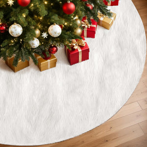 Christmas Tree Skirt 120cm | Plush Fluffy White Xmas Base Decoration