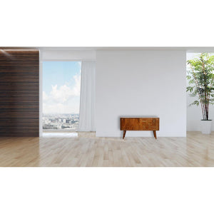 Abstract Inlay Sideboard | Solid Mango Wood | Chestnut Finish | Statement Storage Cabinet