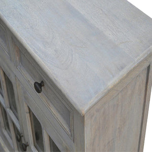 Acid-Washed Mango Wood Sideboard | 4 Glazed Doors | 4 Drawers