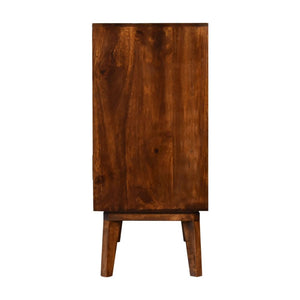 Alma Brass Inlay Cabinet | Solid Mango Wood | Chestnut Finish | Ridged Doors
