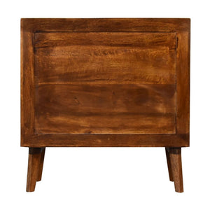 Alma Brass Inlay Cabinet | Solid Mango Wood | Chestnut Finish | Ridged Doors