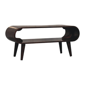 Amaya Coffee Table | Solid Mango Wood | California Walnut Finish | Open Shelf Coffee Table