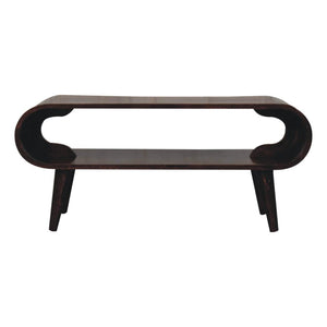 Amaya Coffee Table | Solid Mango Wood | California Walnut Finish | Open Shelf Coffee Table