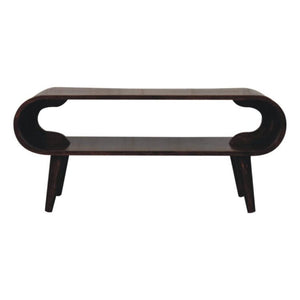 Amaya Coffee Table | Solid Mango Wood | California Walnut Finish | Open Shelf Coffee Table