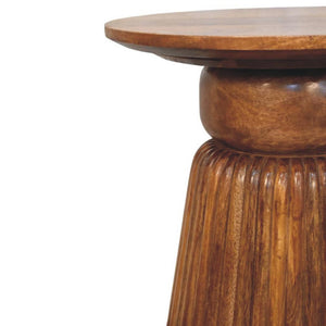 Amber Oak Round Side Table | Warm Bedroom Accent Table