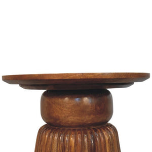 Amber Oak Round Side Table | Warm Bedroom Accent Table