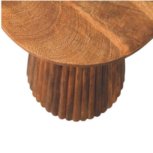 Amber Oak Round Side Table | Warm Bedroom Accent Table