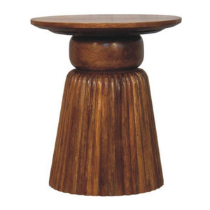 Amber Oak Round Side Table | Warm Bedroom Accent Table