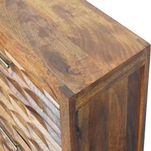 Amber Wavefront Cabinet | Solid Mango Wood | Amber Finish | Textured Storage Cupboard