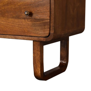 Arc Curved Chest of Drawers | Solid Mango Wood | Chestnut Finish | 3 Drawers