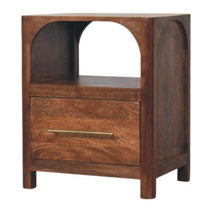 Arc-Line Bedside Table | Curved Bedroom Nightstand | Modern Timber Look