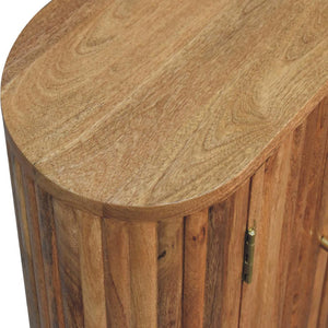 Arc Stripe Door Cabinet | Solid Mango Wood | Oak Finish | 2 Door Storage Cabinet
