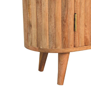 Arc Stripe Door Cabinet | Solid Mango Wood | Oak Finish | 2 Door Storage Cabinet