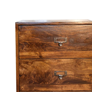 Archive Chestnut Filing Cabinet | Solid Mango Wood | Warm Timber Finish | Labelled Drawers