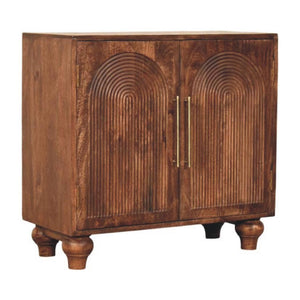 Arco Groove Sideboard | Solid Mango Wood | Roasted Almond Finish | 2 Door Storage Cabinet