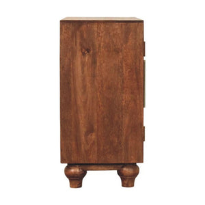 Arco Groove Sideboard | Solid Mango Wood | Roasted Almond Finish | 2 Door Storage Cabinet