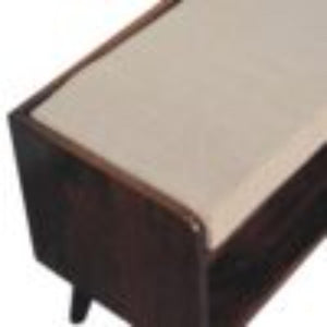 Arden Bedroom Bench | Solid Mango Wood | California Walnut Finish | Mud Linen Upholstered Seat