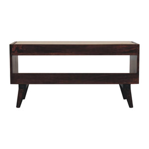 Arden Bedroom Bench | Solid Mango Wood | California Walnut Finish | Mud Linen Upholstered Seat
