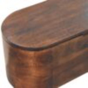 Arden Blanket Box | Solid Mango Wood | California Walnut Finish | Curved Wooden Storage Chest