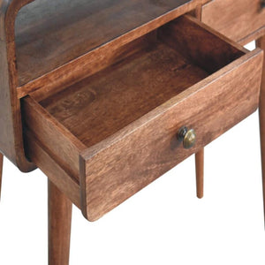 Arden Curved Console Table | Solid Mango Wood | Honey Caramel Finish | 2 Drawer Hallway Console Table