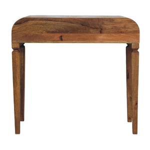 Arden Curved Mango Wood Writing Desk | Amber Oak Finish