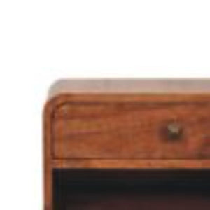 Arden Floating Bedside Table | Solid Mango Wood | Honey Caramel Finish | 1 Drawer Wall Mounted Nightstand with Open Shelf