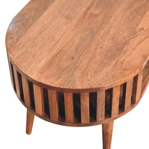 Ariella Coffee Table | Solid Mango Wood | Honey Caramel Finish | Japanese Inspired Round Coffee Table