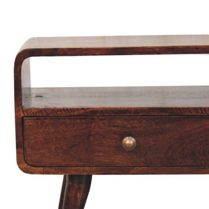 Arlo Curved Media Unit | Solid Mango Wood | California Walnut Finish | 2 Drawer TV Entertainment Unit