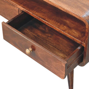 Arlo Curved Media Unit | Solid Mango Wood | California Walnut Finish | 2 Drawer TV Entertainment Unit