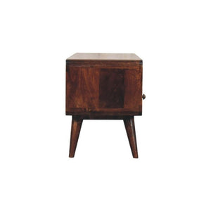Arlo Curved Media Unit | Solid Mango Wood | California Walnut Finish | 2 Drawer TV Entertainment Unit