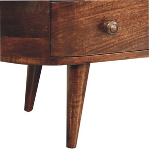 Arlo Rounded Entertainment Unit | Solid Mango Wood | California Walnut Finish | 4 Drawer TV Media Unit