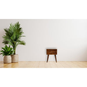 Ash Black Bedside Table | Solid Mango Wood | 2 Drawers | Nordic Style