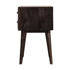 Ash Black Bedside Table | Solid Mango Wood | 2 Drawers | Nordic Style