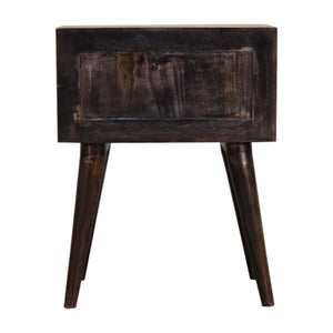 Ash Black Bedside Table | Solid Mango Wood | 2 Drawers | Nordic Style