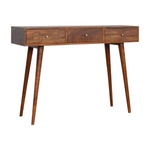 Assorted 3 Drawer Console Table | Solid Mango Wood | Chestnut Finish | Hallway Storage
