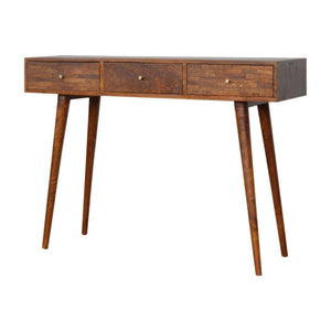 Assorted 3 Drawer Console Table | Solid Mango Wood | Chestnut Finish | Hallway Storage