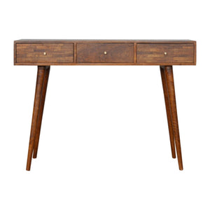 Assorted 3 Drawer Console Table | Solid Mango Wood | Chestnut Finish | Hallway Storage