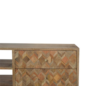 Assorted Oak-Inspired Media Unit | Mixed Timber Tones | Contemporary TV Storage