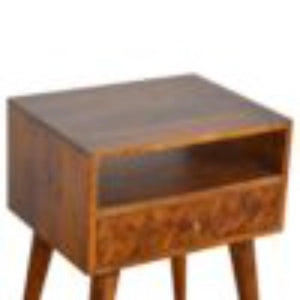 Assorted Open Slot Bedside Table | Solid Mango Wood | Chestnut Finish | Nightstand Storage