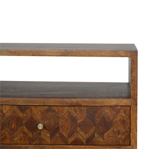 Assorted Open Slot Bedside Table | Solid Mango Wood | Chestnut Finish | Nightstand Storage